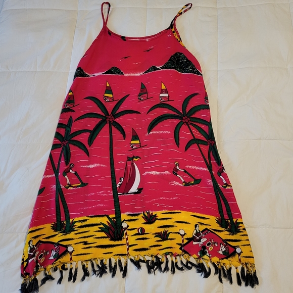 Cocowalk women's size small 100% rayon t-shirt dress with tasseled bottom - Picture 11 of 15